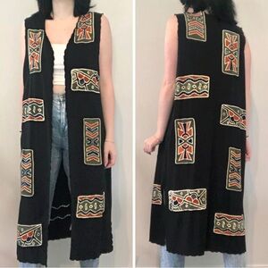 Vintage 1990s Marcia & Me Bohemian Tribal Patchwork Longline Vest
